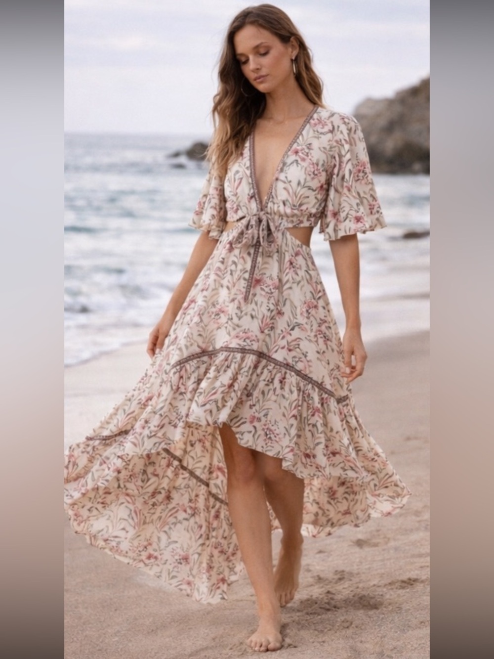 NWT Spell Maisie Bambi High- Low Midi Dress  Size XS